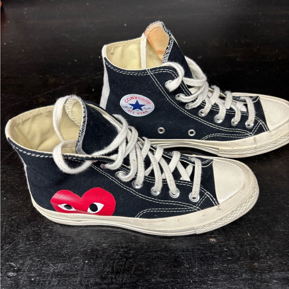 Comme des Garçons Black High-Top Sneakers with White Laces